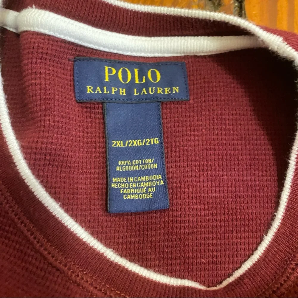 Polo Ralph Lauren Maroon Thermal Long Sleeve Shirt Size XL